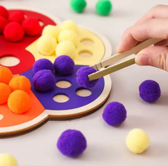 Joc de sortat din lemn „Floare” – 6 culori, dezvoltare motrică fină 18+ luni [2]