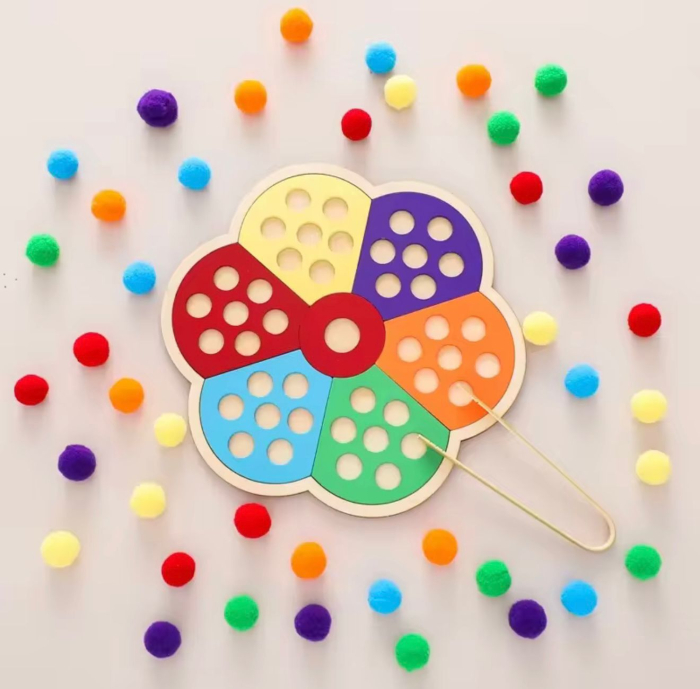 Joc de sortat din lemn „Floare” – 6 culori, dezvoltare motrică fină 18+ luni [3]