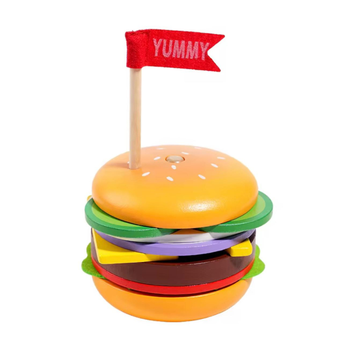 Joc educativ Montessori din lemn – Construiește Burgerul | Sortare, memorie și creativitate [2]