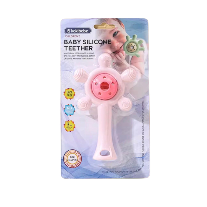 Jucărie de dentiție din silicon alimentar, BPA-free, moale și flexibilă, ușor de ținut, pentru bebeluși 3+ luni [2]