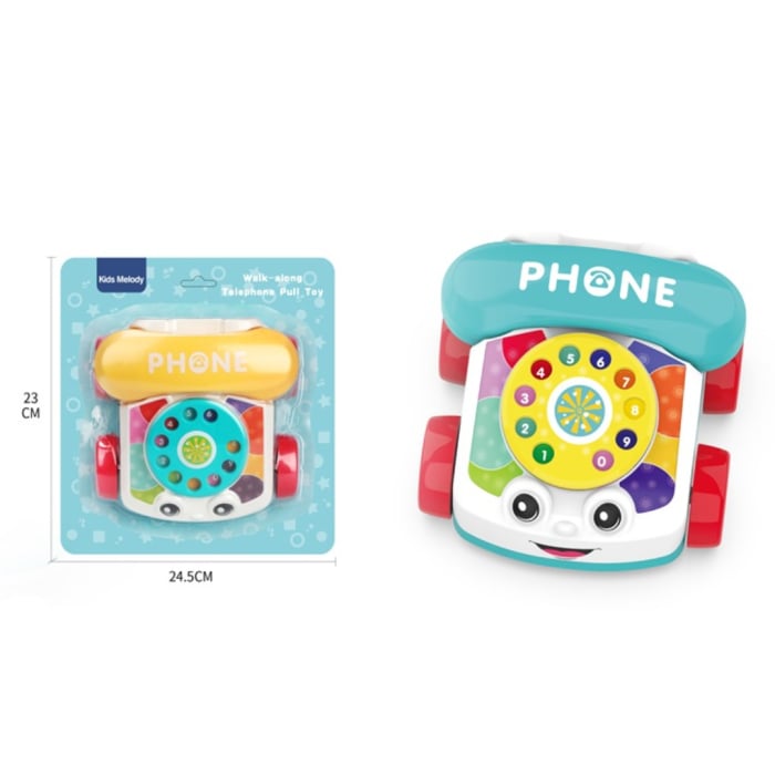 Jucarie interactiva pentru bebelusi, telefon, cu disc rotativ si roti, design colorat [3]