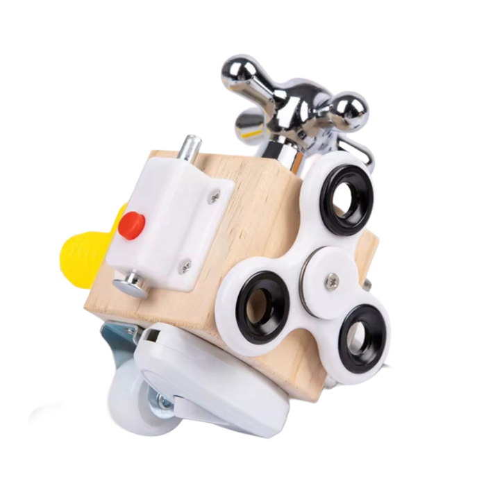 Jucărie Montessori Busy Cube din lemn – Centru de Activități pentru Dezvoltare Sensorială și Motrică, pentru Copii 1an+ [1]