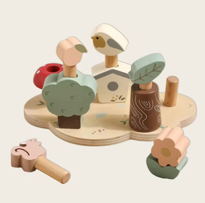 Jucărie Montessori din lemn – Pop Up Toys, cu figurine colorate 12 luni+ [4]