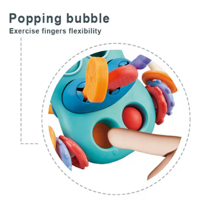 Jucărie Senzorială 5-în-1 în Formă de Biberon | Pull String, Pop-it, Bile Glisante, Dentiție | 18+ luni [3]