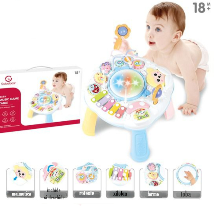 Masuta activitati bebelusi , centru multifunctional, xilofon, elemente senzoriale, cu lumini si sunete, interactiv si educative [3]