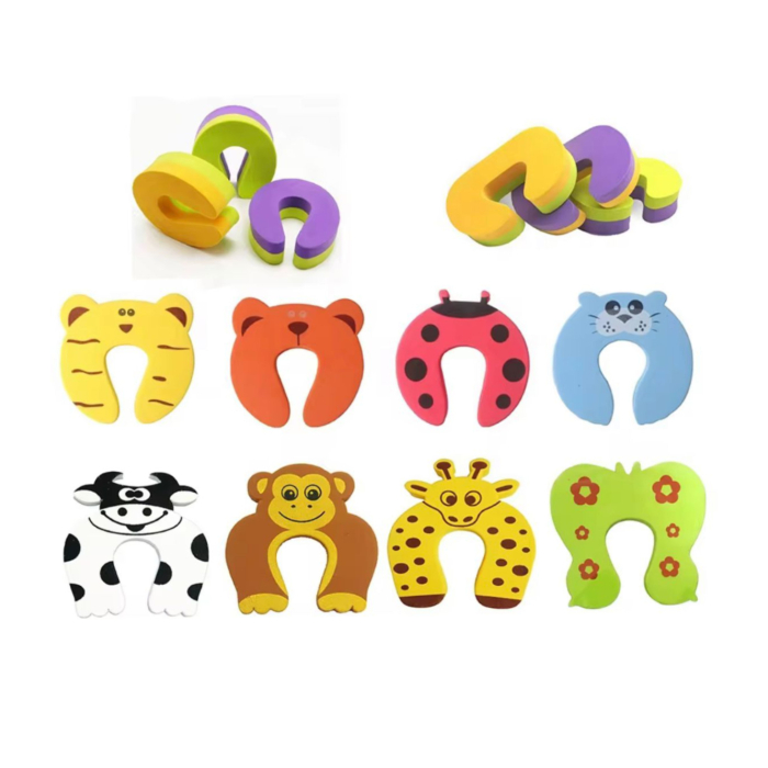 Protectii pentru usa copii, Set 5 bucati, Opritor usa din spuma, Modele animale, Anti-trantire usa, Protectie degete copii, Multicolor [2]