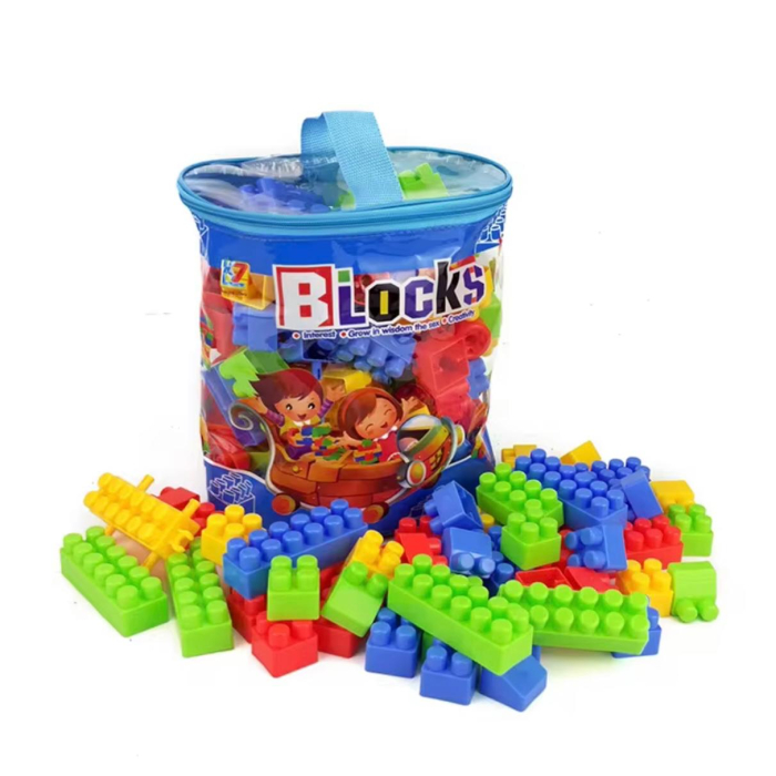 Set Cuburi de Construcție– Piese Colorate, Joc Creativ pentru Copii, cu Geantă de Depozitare  36 piese [1]