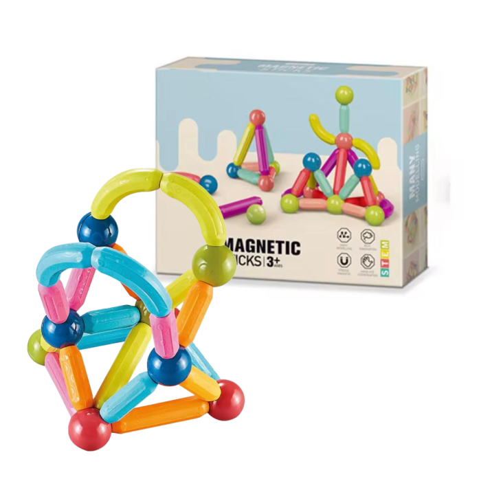 Set de Construcție Magnetică – Jucărie Creativă pentru Copii, Piese Colorate, Dezvoltare Imaginație 38piese [1]
