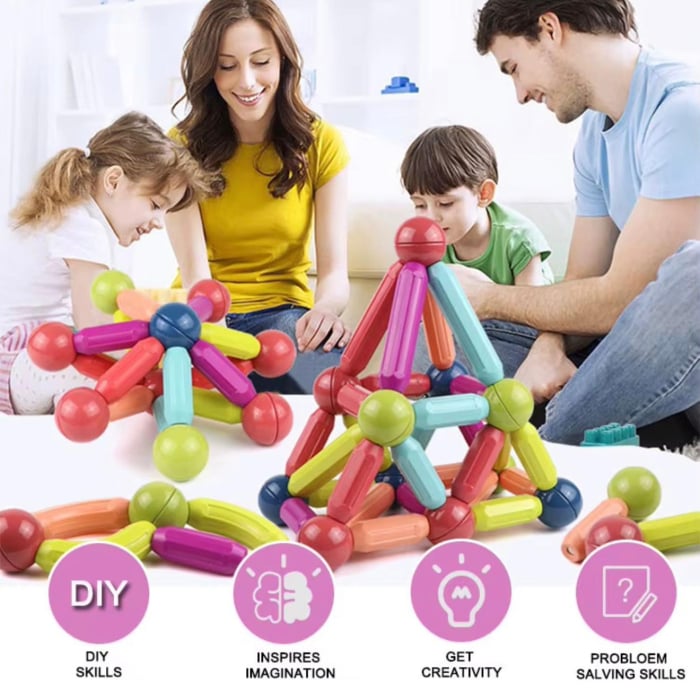 Set de Construcție Magnetică – Jucărie Creativă pentru Copii, Piese Colorate, Dezvoltare Imaginație 38piese [2]