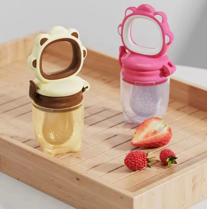 Suzeta pentru Diversificare, Dentitie, pentru Fructe, Piure, Fara BPA, Capac de Protectie, Inchidere Etansa, Usor de Curatat , roz [3]