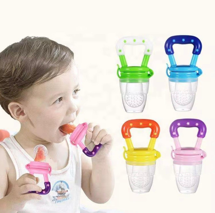 Suzete pentru Diversificare 2 buc, Dentitie, pentru Fructe, Piure, Fara BPA, Capac de Protectie, Inchidere Etansa, Usor de Curatat, Albastru si galben [3]