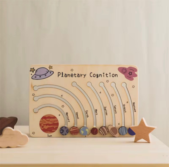 Tablă educativă din lemn „Planetary Cognition” – sortare planete, trasee mobile Planete 18+ luni [3]