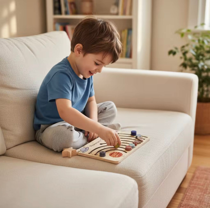 Tablă educativă din lemn „Planetary Cognition” – sortare planete, trasee mobile Planete 18+ luni [2]