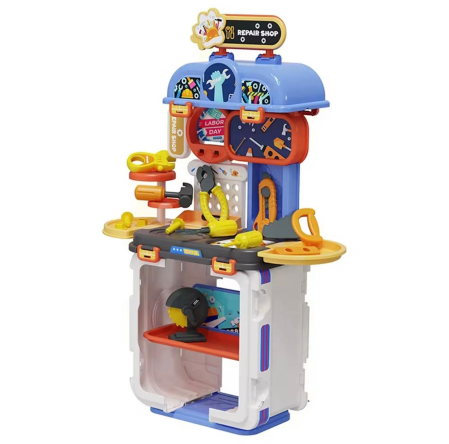 Atelier Mecanic Set 2 în 1 pentru copii, set de joaca pentru copii, trusa reparat, cutie portabilă + banc de lucru, 42 piese, 67.5 cm [1]
