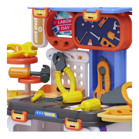 Atelier Mecanic Set 2 în 1 pentru copii, set de joaca pentru copii, trusa reparat, cutie portabilă + banc de lucru, 42 piese, 67.5 cm [2]