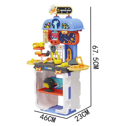 Atelier Mecanic Set 2 în 1 pentru copii, set de joaca pentru copii, trusa reparat, cutie portabilă + banc de lucru, 42 piese, 67.5 cm [3]