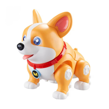 Produse - Câine robot inteligent pentru copii –interactiv, lumini, sunete, mers autonom, jucărie electronică educativă Portocaliu