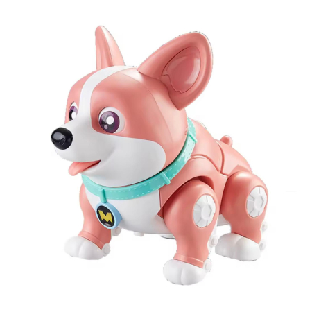 Produse - Câine robot inteligent pentru copii –interactiv, lumini, sunete, mers autonom, jucărie electronică educativă Roz