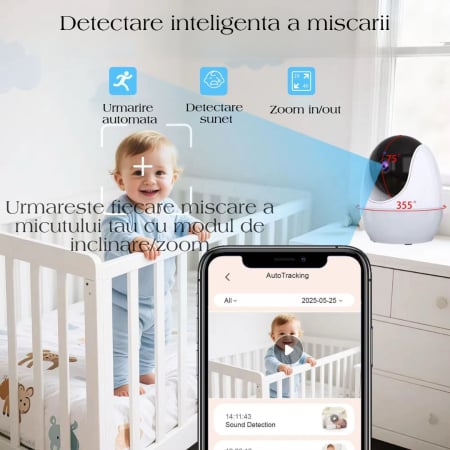 Camera de supraveghere bebelusi 2 in 1 Baby Monitor 2in1 Wifi 4,3 inch Night Vision cu lampa de veghe incorporata [4]