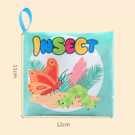 Carte senzoriala din material textil pentru bebelusi,  educationala, cu insecte,  din material sigur non-toxic [2]