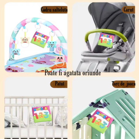 Carte senzoriala din material textil pentru bebelusi,  educationala, cu Legume,  din material sigur non-toxic [3]