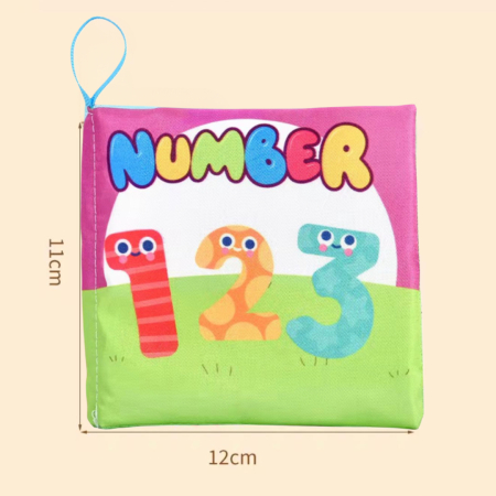 Carte senzoriala din material textil pentru bebelusi,  educationala, cu numere,  din material sigur non-toxic [2]