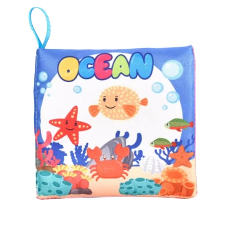 Produse - Carte senzoriala din material textil pentru bebelusi,  educationala, cu Ocean,  din material sigur non-toxic