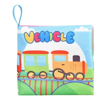 Produse - Carte senzoriala din material textil pentru bebelusi,  educationala, cu Vehicule,  din material sigur non-toxic