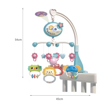 Carusel Muzical pentru Pătuț bebelus, Proiecție & Telecomandă | 0+ luni, 4 jucarii detasabile, Cantece de Leagan/Melodii Calmante, cu Telecomanda [1]