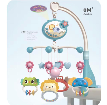 Carusel Muzical pentru Pătuț bebelus, Proiecție & Telecomandă | 0+ luni, 4 jucarii detasabile, Cantece de Leagan/Melodii Calmante, cu Telecomanda [4]