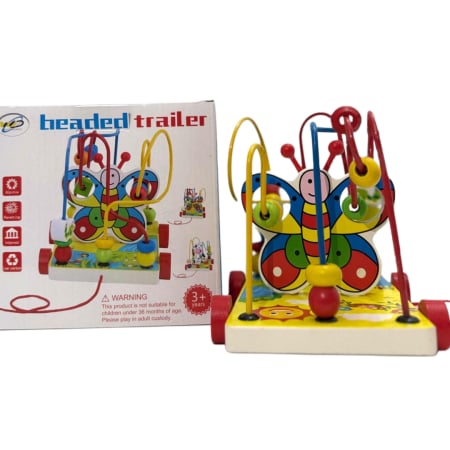 Centru de joacă cu traseu pentru mărgele Fluture – Jucărie educativă din lemn pentru copii 12 luni+