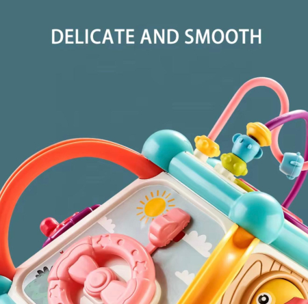 Centru educațional interactiv 7-în-1 pentru bebeluși – Magic Activity Box,  sunete, roți , mărgele și activități Montessori 6 luni+ [6]