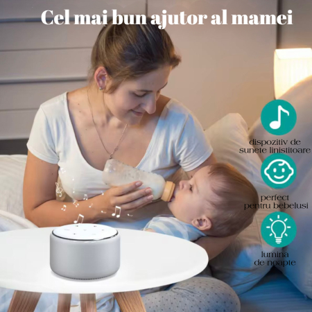 Dispozitiv Sunete Albe, 34 sunete Linistitoare, 9 culori ajustabile, Lumina Veghe, Functie Timer Si Memorare, Incarcator USB-C, pentru copii si adulti, 2000mAH Lampa de veghe [4]