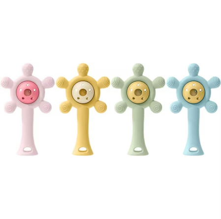 Cadou  baby shower - Jucărie de dentiție din silicon alimentar, BPA-free, moale și flexibilă, ușor de ținut, pentru bebeluși 3+ luni