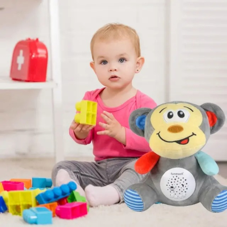 Jucărie de pluș cu lumină și muzică, Ursulet de plus, Proiecție steluțe, Sunete liniștitoare, 0+ luni Jucărie muzicală moale cu proiector [2]