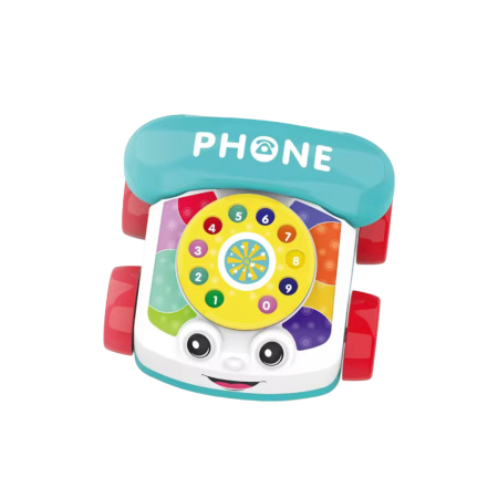 Jucarie interactiva pentru bebelusi, telefon, cu disc rotativ si roti, design colorat