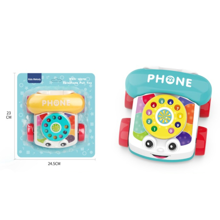 Jucarie interactiva pentru bebelusi, telefon, cu disc rotativ si roti, design colorat [2]