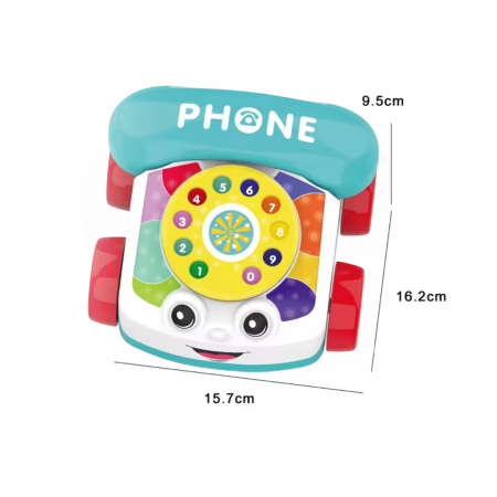 Jucarie interactiva pentru bebelusi, telefon, cu disc rotativ si roti, design colorat [3]