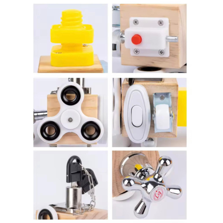 Jucărie Montessori Busy Cube din lemn – Centru de Activități pentru Dezvoltare Sensorială și Motrică, pentru Copii 1an+ [2]