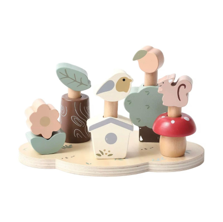 Jucărie Montessori din lemn – Pop Up Toys, cu figurine colorate 12 luni+