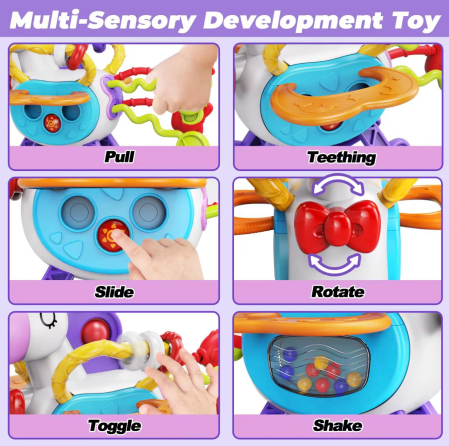 Jucărie Montessori Senzorială 6-în-1 Unicorn | Dezvoltare Motorie, Tactilă și Cognitive | 6+ luni [1]