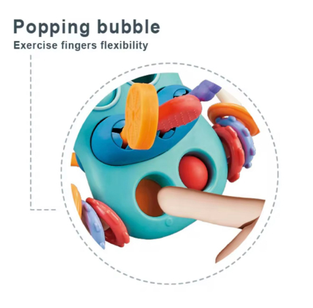 Jucărie Senzorială 5-în-1 în Formă de Biberon | Pull String, Pop-it, Bile Glisante, Dentiție | 18+ luni [2]