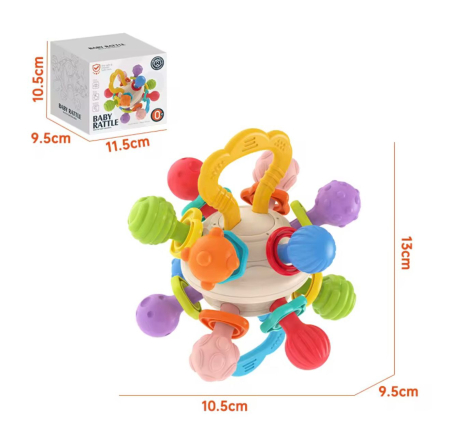 Jucărie Senzorială Zornăitoare 360° pentru Bebeluși | Multi-Texturi, Răsucire, Mânere, Ușor de Prins| 0+ luni [2]