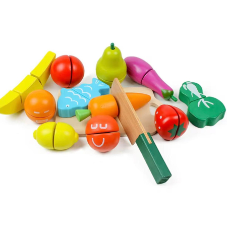 Set de joacă – Tăiat fructe și legume din lemn | Joc educativ Montessori [1]