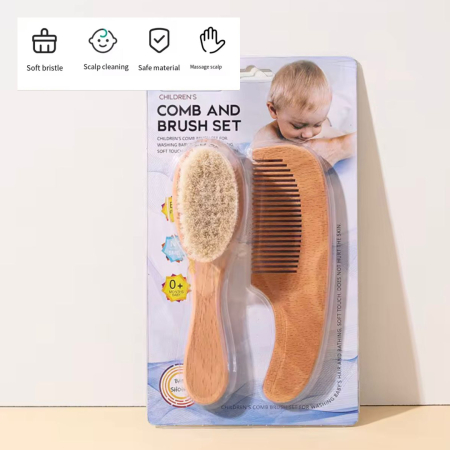 Set Perie și Pieptene din Lemn pentru Bebeluși [1]