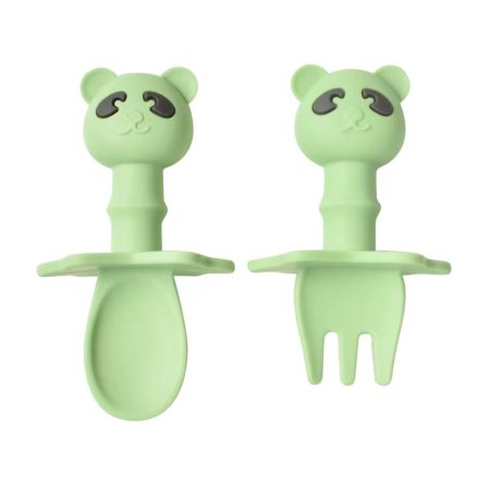 Produse - Set tacamuri din silicon alimentar cu lingurita si furculita, pentru diversificare bebelusi 6+ luni