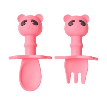 Produse - Set tacamuri din silicon alimentar cu lingurita si furculita, pentru diversificare bebelusi 6+ luni