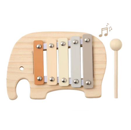 Produse - Xilofon din lemn „Elefant” – instrument educativ pentru copii – xilofon colorat   1+ an