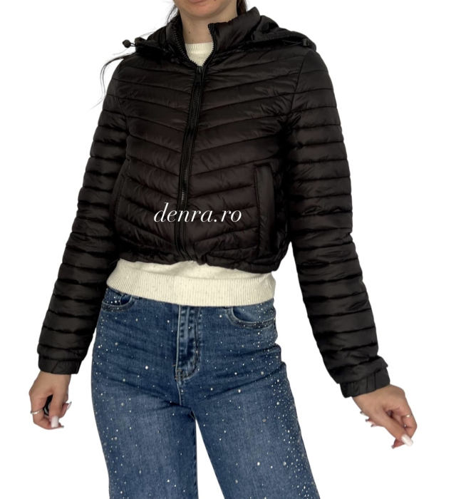 Geacă scurtă neagră de fâș [1]