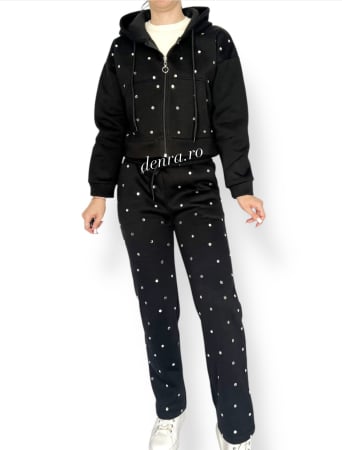 Compleuri & Treninguri - Compleu vătuit strasuri black